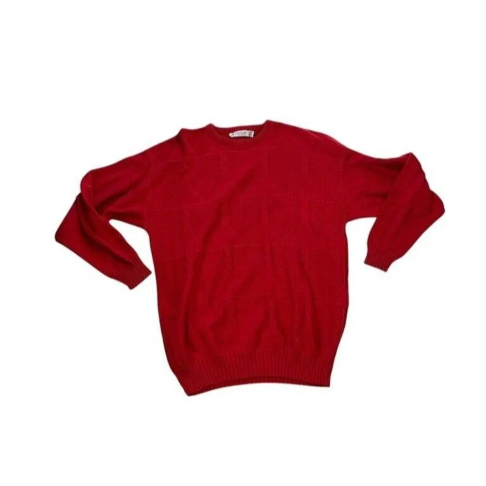 VTG 90s Jantzen Red Heavy Textured Cable Knit Sweater Men's Size 2XLT USA Made